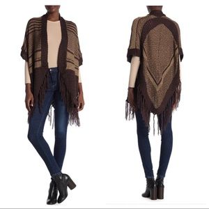 VERTIGO Allover Print Fringe Kimono Cardigan Size Medium New